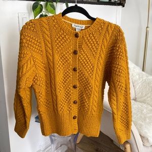Vintage Anne Klein Mustard Wool Cardigan Size Medium